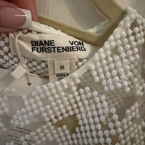 Diane Von Furstenberg Ivory Textured Blouse
